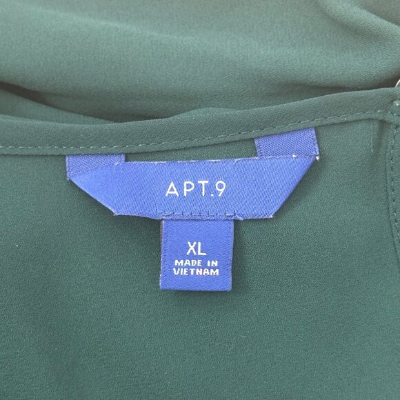 Apt. 9 Womens Long-Sleeve Blouse SZ XL Green Keyhole Neck Lightweight Polyester - Picture 3 of 12